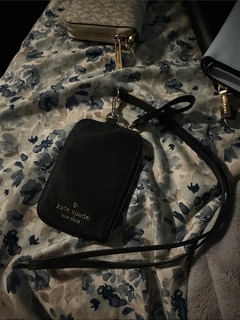 kate spade Black Leather Card Holder with Strap